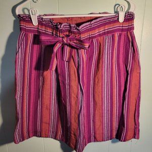 A New Day Linen Stripe Paper Bag Mini Skirt XL